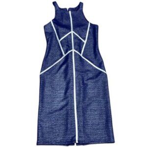 Revamped navy and silver abstract halter dress size M